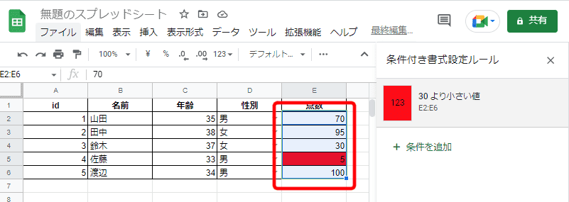 「完了」ボタンで適用後２