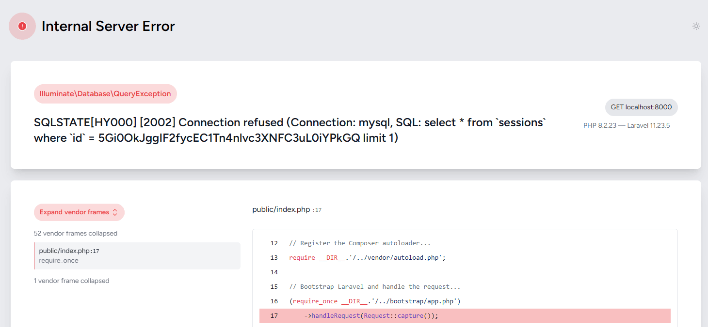 Laravel Internal Server Error