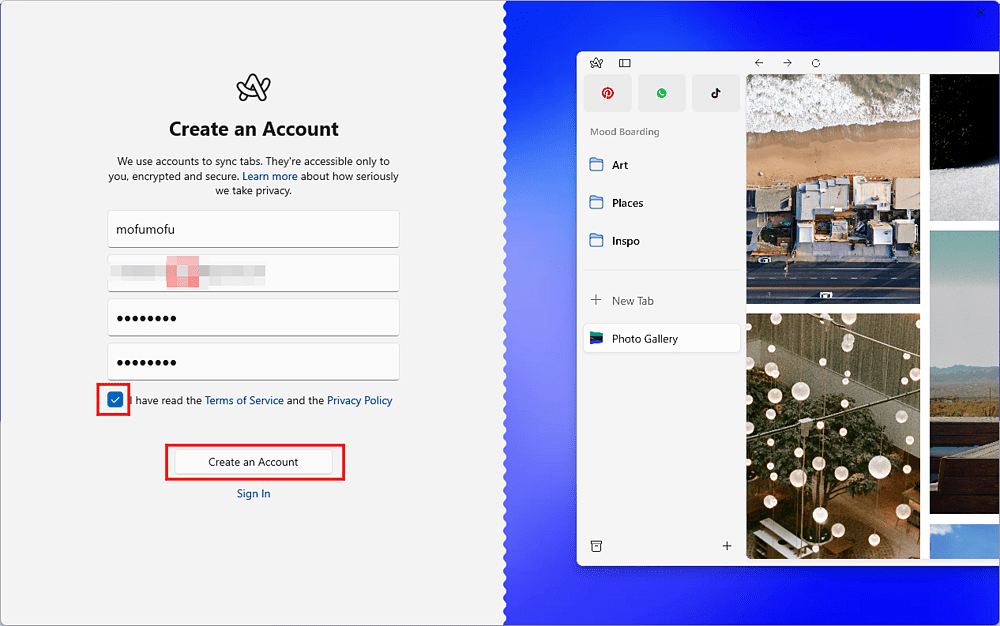 Arcインストール-ステップ２：アカウントの作成