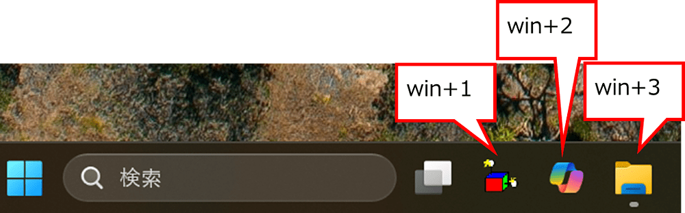 タスクバーに対応するショートカットキー