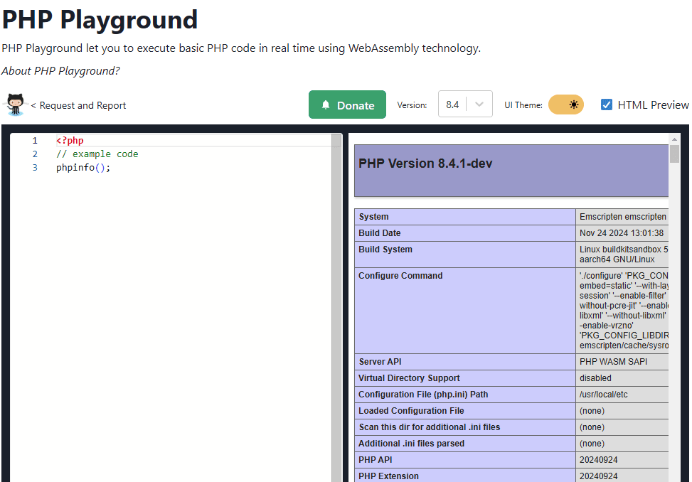 PHP Playgroundで実行してみた