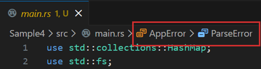 VSCode1.108 - パンくずリストのシンボル階層が Copy Breadcrumbs Path でコピーできるようになった