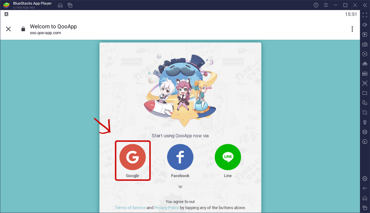 qooappのアカウント連携画面